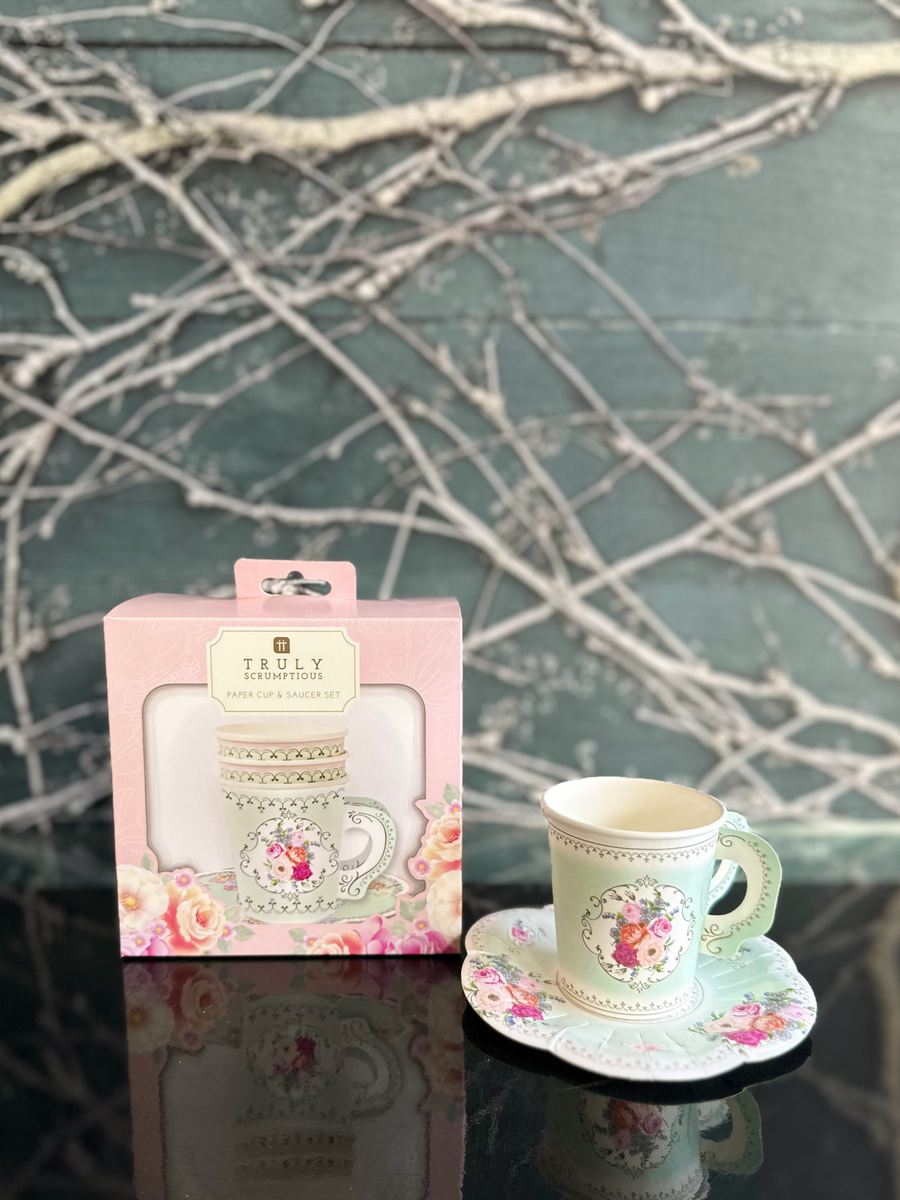 Truly Scrumptious 12pk cup with Handle & Saucers-Local NZ Florist -The Wild Rose | Nationwide delivery, Free for orders over $100 | Flower Delivery Auckland