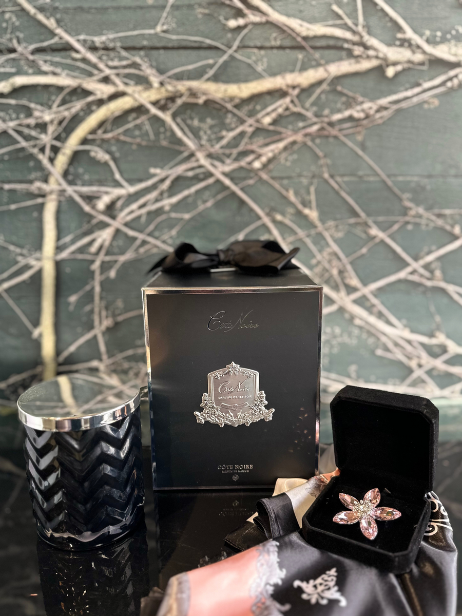 Côte Noire Herringbone Candle Scarf Set - Pink Champagne-Local NZ Florist -The Wild Rose | Nationwide delivery, Free for orders over $100 | Flower Delivery Auckland
