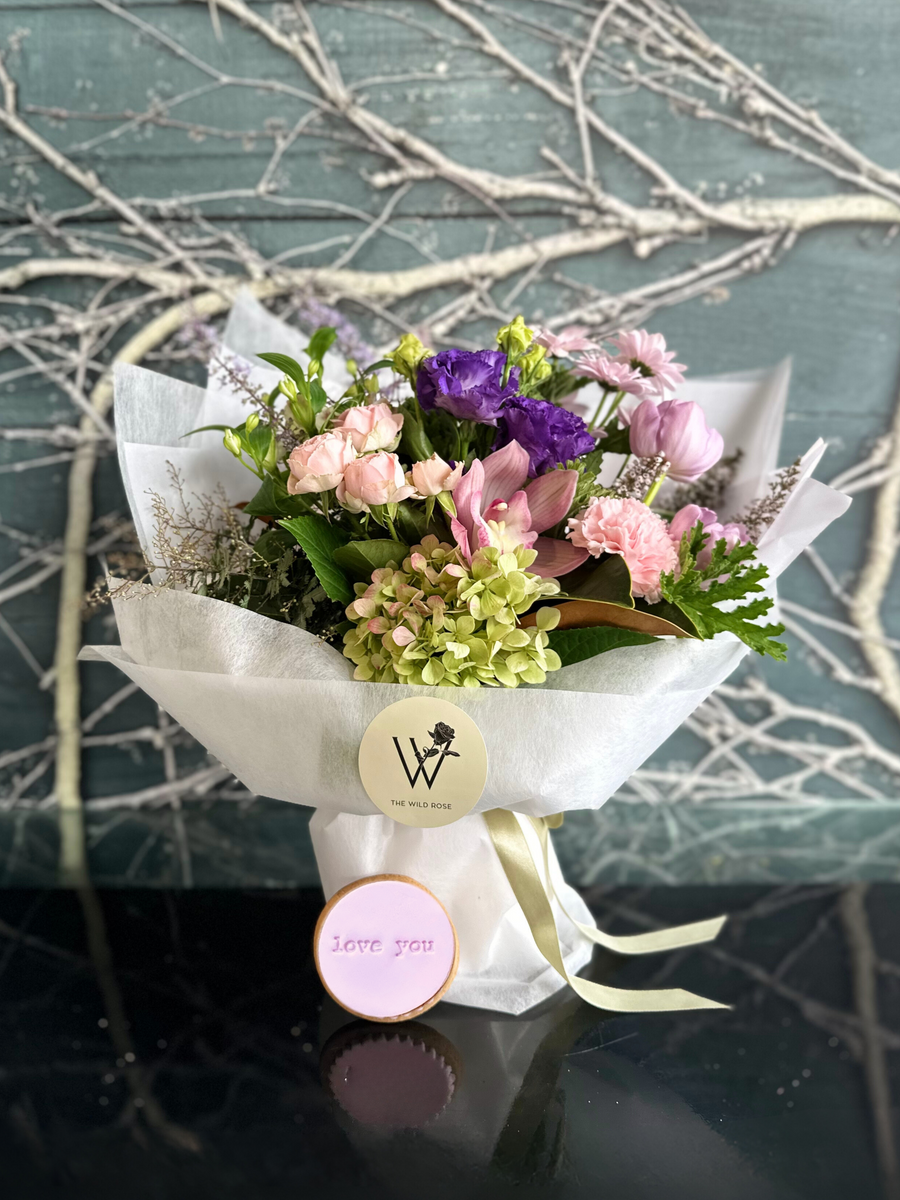 Sweet Blossom Bouquet With A Free Cookie-Local NZ Florist -The Wild Rose | Nationwide delivery, Free for orders over $100 | Flower Delivery Auckland